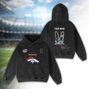 Denver Broncos Bad Bunny Super Bowl LX 2026 2D Washed Hoodie