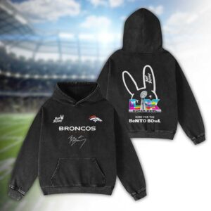 Denver Broncos Bad Bunny Super Bowl LX 2026 2D Washed Hoodie