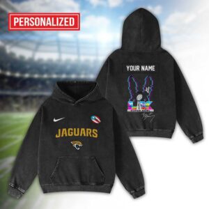 Alternative view of Jacksonville Jaguars Bad Bunny Super Bowl LX 2026 2D Washed Hoodie