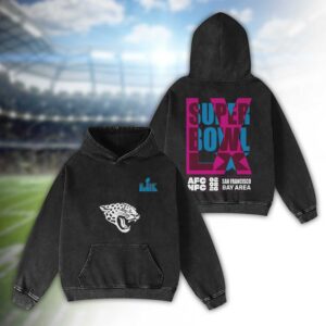 Jacksonville Jaguars Bad Bunny Super Bowl LX 2026 2D Washed Hoodie