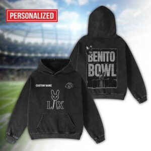 Alternative view of Los Angeles Rams Bad Bunny Super Bowl LX 2026 2D Washed Hoodie