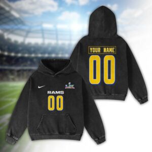 Los Angeles Rams Bad Bunny Super Bowl LX 2026 2D Washed Hoodie