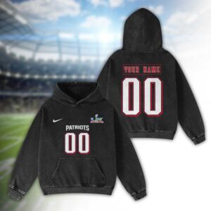 New England Patriots Bad Bunny Super Bowl LX 2026 2D Washed Hoodie