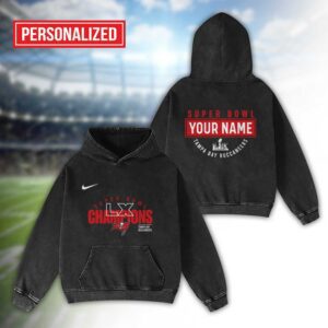 Alternative view of Tampa Bay Buccaneers Bad Bunny Super Bowl LX 2026 2D Washed Hoodie