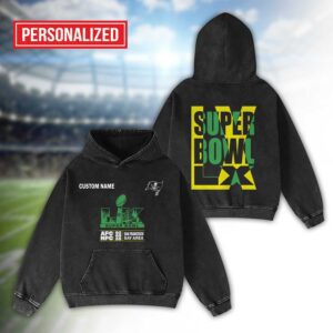 Alternative view of Tampa Bay Buccaneers Bad Bunny Super Bowl LX 2026 2D Washed Hoodie