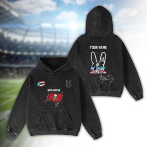 Tampa Bay Buccaneers Bad Bunny Super Bowl LX 2026 2D Washed Hoodie