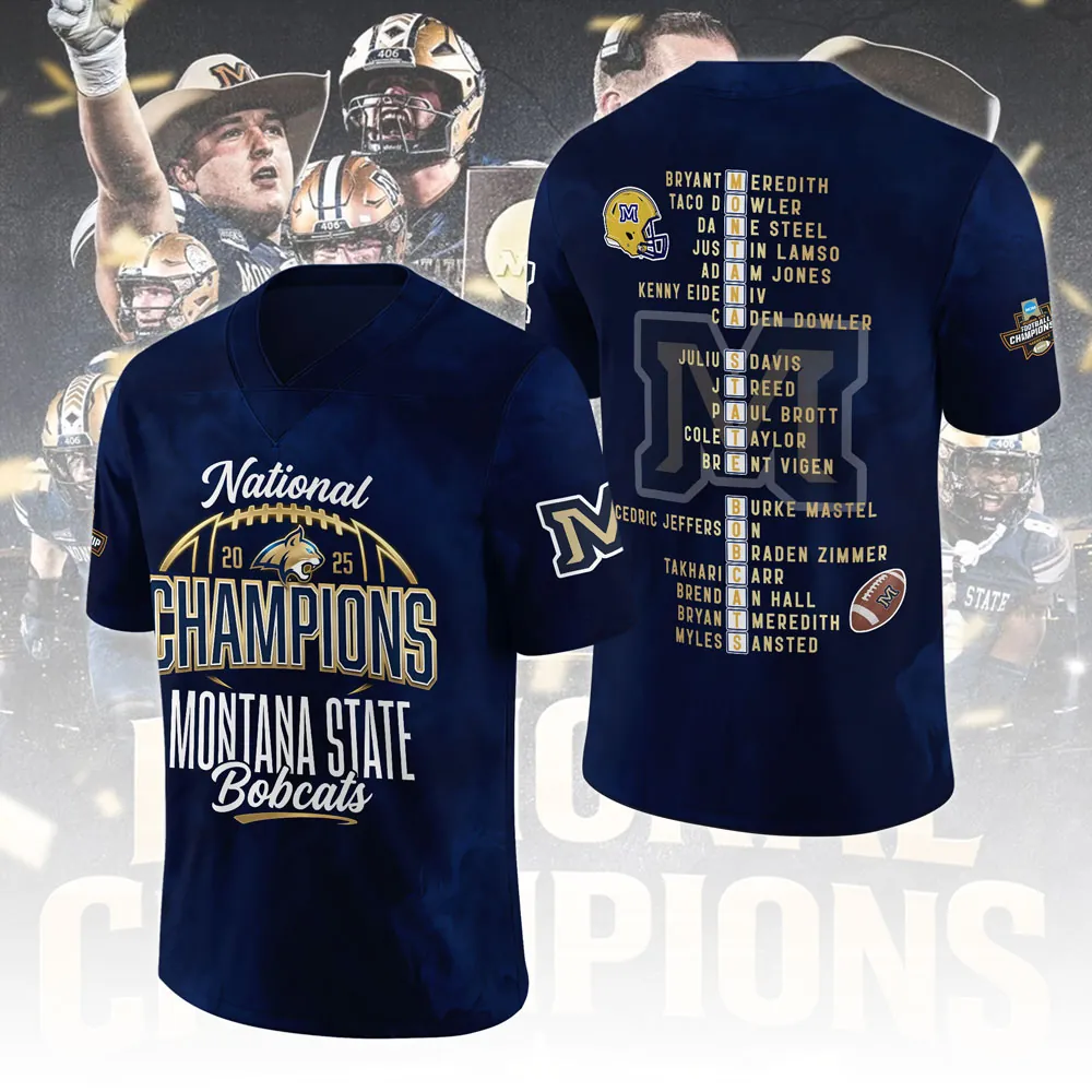 Montana State Bobcats Football 2025 National Champions 3D Football Jersey SPM1015