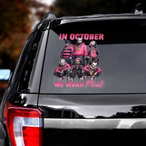 Alternative view of Breast Cancer Awareness x Horror Movies Car Sticker CTK1122