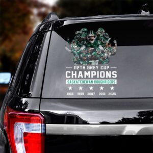 Alternative view of Saskatchewan Roughriders 2025 Grey Cup Champions 3D Car Sticker CTK1027