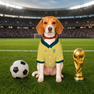 Alternative view of Brazil Home Pet Baseball Jersey World Cup 2026 Jersey For Pet