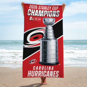 Carolina Hurricanes Stanley Cup Champions 2026 Rectangle Beach Towel  CHAMP202633