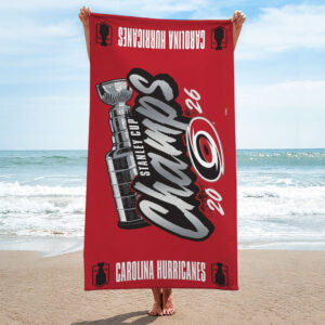 Alternative view of Carolina Hurricanes Stanley Cup Champions 2026 Rectangle Beach Towel  CHAMP202634