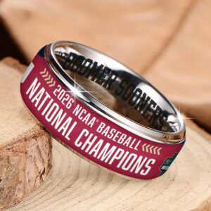 Alternative view of Oklahoma Sooners 2026 NCAA Baseball Men's College World Series Champions Custom Alloy Ring