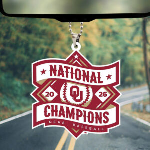 Alternative view of Oklahoma Sooners 2026 NCAA Baseball Men's College World Series Champions Custom shape 2-sided Acrylic Car Ornament