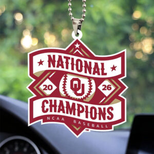 Oklahoma Sooners 2026 NCAA Baseball Men's College World Series Champions Custom shape 2-sided Acrylic Car Ornament