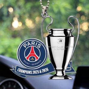 Paris Saint-Germain Champions of Europe 25/26 Custom shape 2-sided Acrylic Car Ornament CHAMP202651