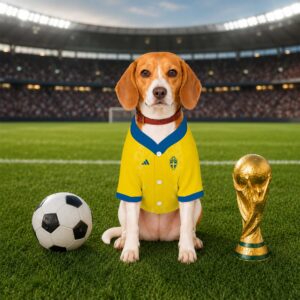 Alternative view of Sweden Home Pet Baseball Jersey World Cup 2026 Jersey For Pet