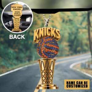 Alternative view of Personalized New York Knicks NBA Champions 2026 Custom shape 2-sided Acrylic Car Ornament KTS1062
